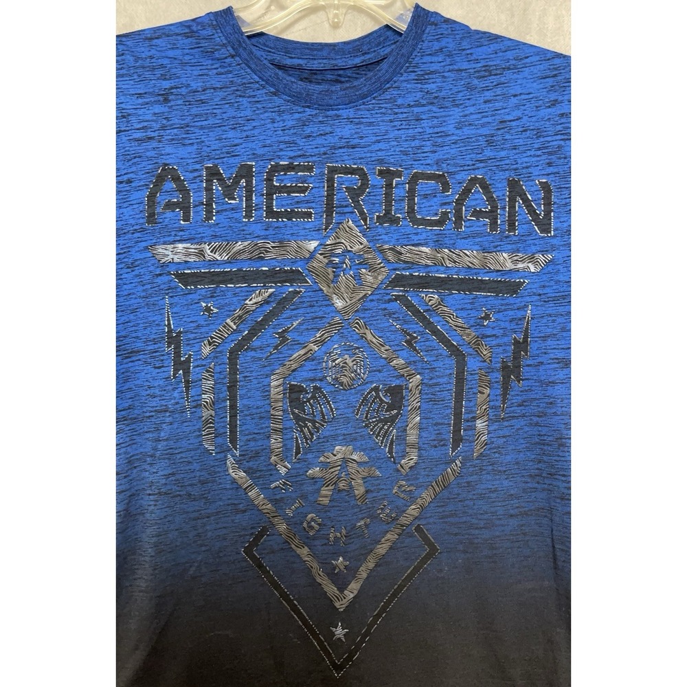American Fighter Shirt Men's XL‎ Blue Black Colorblock Tee Active Graphic Casual